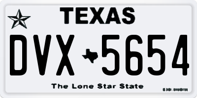 TX license plate DVX5654