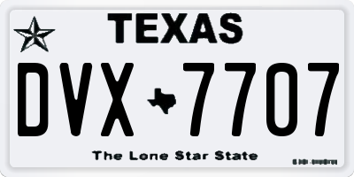 TX license plate DVX7707