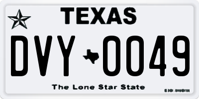 TX license plate DVY0049