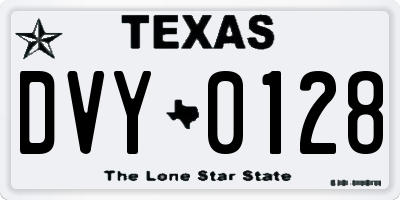 TX license plate DVY0128