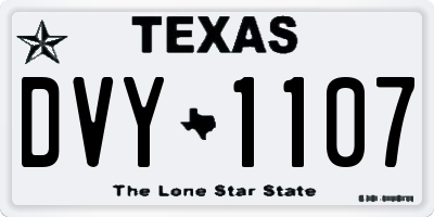 TX license plate DVY1107