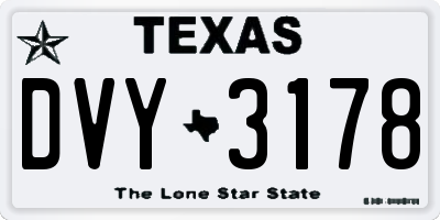 TX license plate DVY3178