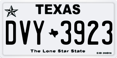 TX license plate DVY3923