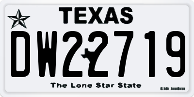 TX license plate DW22719