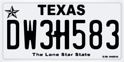 TX license plate DW3H583