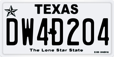 TX license plate DW4D204