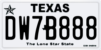 TX license plate DW7B888