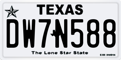 TX license plate DW7N588