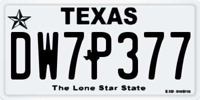 TX license plate DW7P377