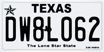 TX license plate DW8L062