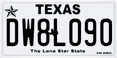 TX license plate DW8L090