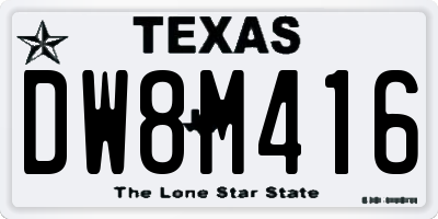 TX license plate DW8M416