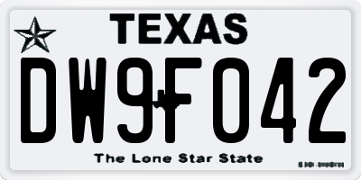 TX license plate DW9F042