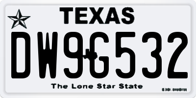 TX license plate DW9G532