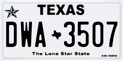 TX license plate DWA3507