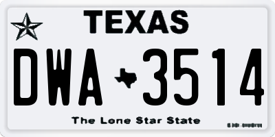 TX license plate DWA3514