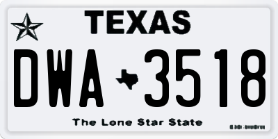TX license plate DWA3518