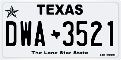 TX license plate DWA3521