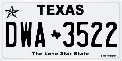 TX license plate DWA3522