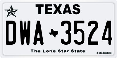 TX license plate DWA3524