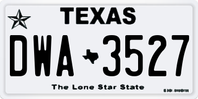 TX license plate DWA3527