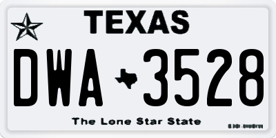 TX license plate DWA3528