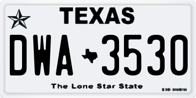 TX license plate DWA3530