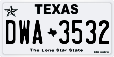 TX license plate DWA3532