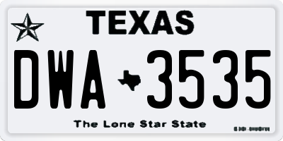 TX license plate DWA3535