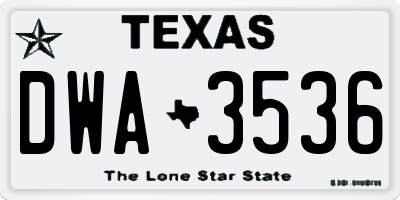 TX license plate DWA3536
