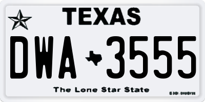 TX license plate DWA3555