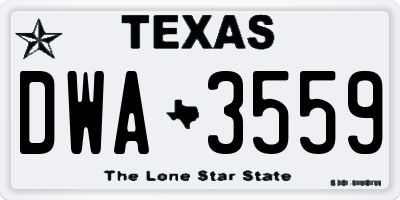 TX license plate DWA3559