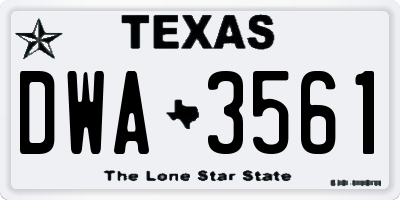 TX license plate DWA3561