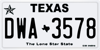 TX license plate DWA3578