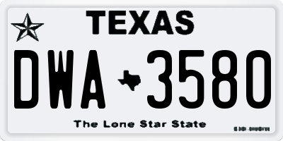 TX license plate DWA3580