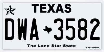 TX license plate DWA3582