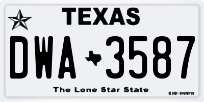 TX license plate DWA3587