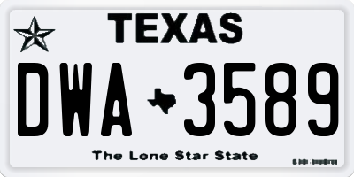 TX license plate DWA3589