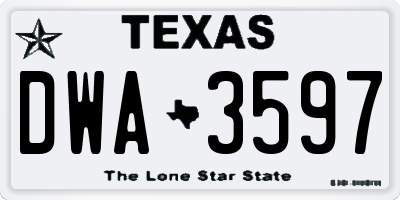 TX license plate DWA3597