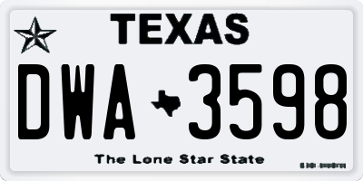 TX license plate DWA3598