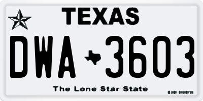 TX license plate DWA3603
