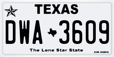 TX license plate DWA3609