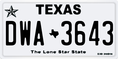 TX license plate DWA3643