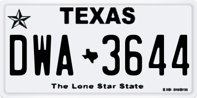 TX license plate DWA3644