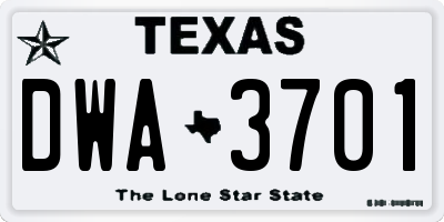 TX license plate DWA3701