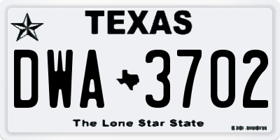TX license plate DWA3702
