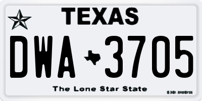 TX license plate DWA3705