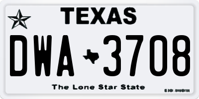 TX license plate DWA3708