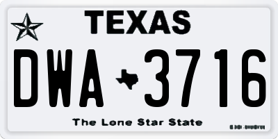 TX license plate DWA3716
