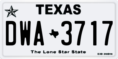 TX license plate DWA3717
